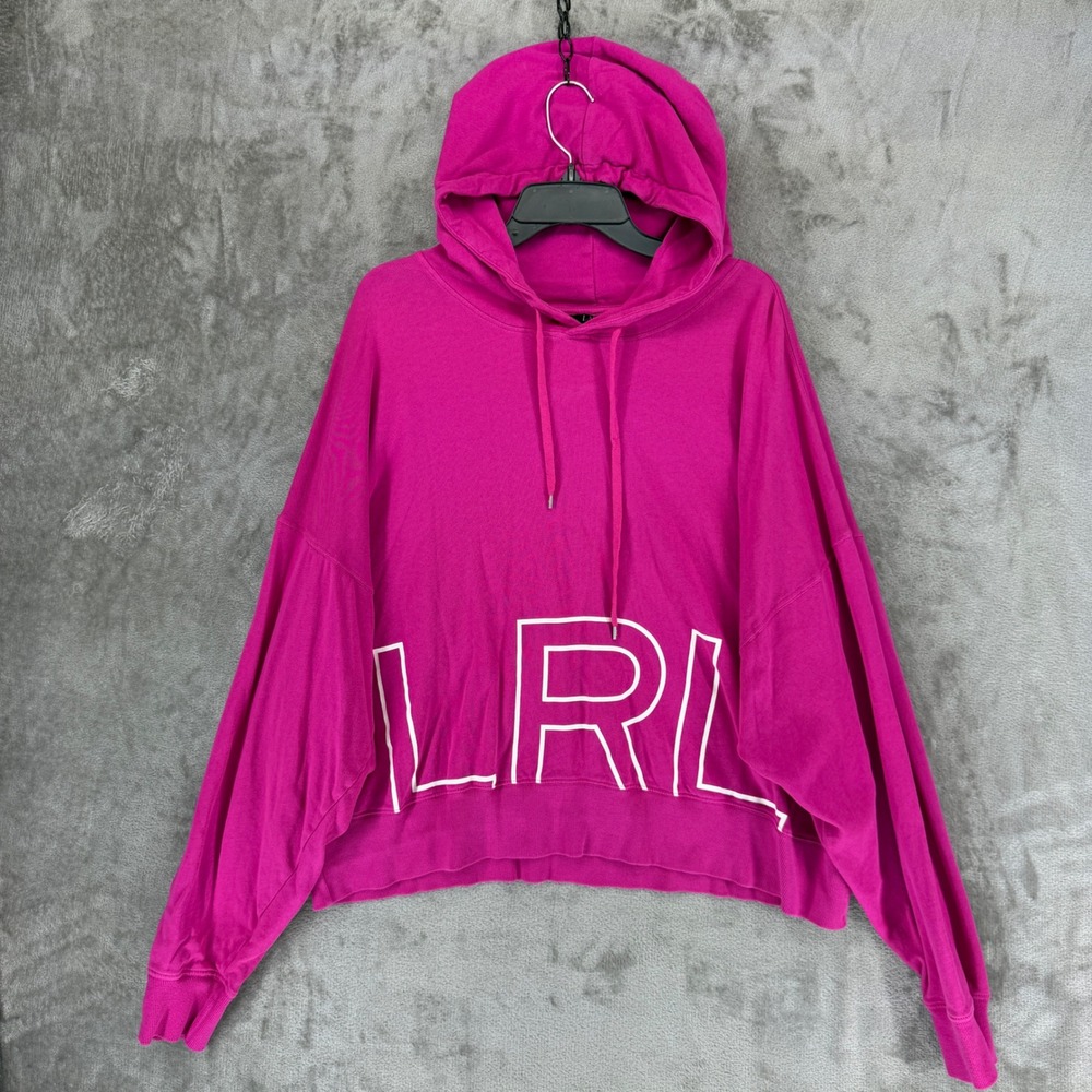 Lauren Ralph Lauren Womens XXL Magenta‎ Pink LRL Logo Graphic Cropped Hoodie